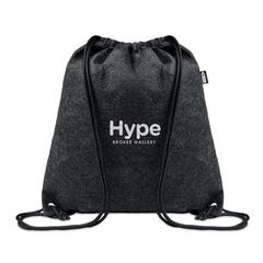 Vue Sac à cordon en feutre RPET - Indico de couleur gris| Krokrodeal