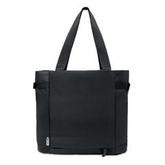 Vue Sac à bandoulière RPET 600D - Daegu bag de couleur noir| Krokrodeal