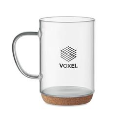 Vue Tasse en verre base en liège - Lisbo de couleur blanc| Krokrodeal