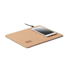Vue Tapis de souris chargeur liège - Wireless matty de couleur marron| Krokrodeal