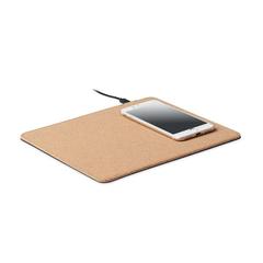 Vue Tapis de souris chargeur liège - Wireless matty de couleur marron| Krokrodeal