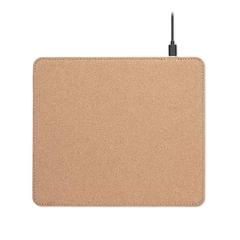 Vue Tapis de souris chargeur liège - Wireless matty de couleur marron| Krokrodeal