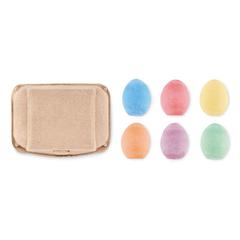 Vue 6 craies dans une boîte à œufs - Tamago de couleur marron| Krokrodeal