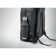 Vue Sac à dos 600D RPET 2 tons - Siena de couleur noir| Krokrodeal