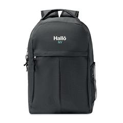 Vue Sac à dos 600D RPET 2 tons - Siena de couleur noir| Krokrodeal