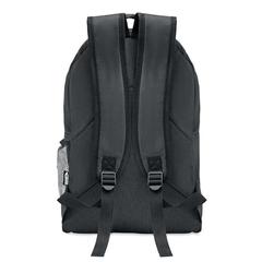 Vue Sac à dos 600D RPET 2 tons - Siena de couleur noir| Krokrodeal