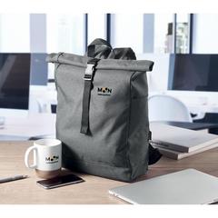 Vue Sac à dos 600D RPET 2 tons - Udine de couleur noir| Krokrodeal