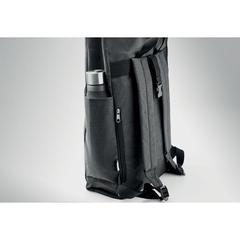 Vue Sac à dos 600D RPET 2 tons - Udine de couleur noir| Krokrodeal
