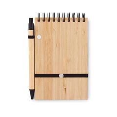 Vue Set de bloc-notes A6 en bambou - Sonorabam de couleur noir| Krokrodeal