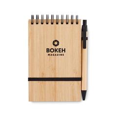 Vue Set de bloc-notes A6 en bambou - Sonorabam de couleur noir| Krokrodeal