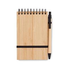 Vue Set de bloc-notes A6 en bambou - Sonorabam de couleur noir| Krokrodeal
