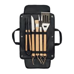 Vue 5 outils BBQ dans une pochette - Allier de couleur noir| Krokrodeal