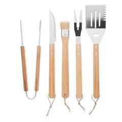 Vue 5 outils BBQ dans une pochette - Allier de couleur noir| Krokrodeal