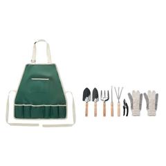 Vue Tablier et outils de jardinage - Greenhands de couleur vert| Krokrodeal
