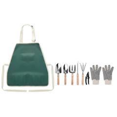 Vue Tablier et outils de jardinage - Greenhands de couleur vert| Krokrodeal