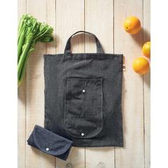 Vue Sac shopping pliable 140 gr/m² - Duofold de couleur noir| Krokrodeal