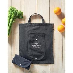 Vue Sac shopping pliable 140 gr/m² - Duofold de couleur noir| Krokrodeal