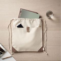 Vue Sac à cordon en coton recyclé - Panda bag de couleur marron| Krokrodeal