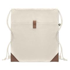 Vue Sac à cordon en coton recyclé - Panda bag de couleur marron| Krokrodeal