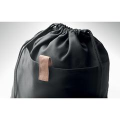 Vue Sac à cordon en coton recyclé - Panda bag de couleur noir| Krokrodeal