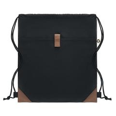 Vue Sac à cordon en coton recyclé - Panda bag de couleur noir| Krokrodeal