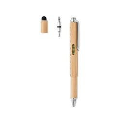 Vue Stylo niveau à bulle en bambou - Toolbam de couleur marron| Krokrodeal