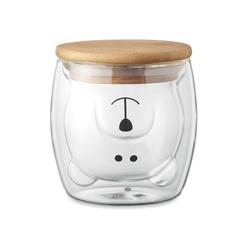 Vue Tasse en verre double paroi - Smile de couleur blanc| Krokrodeal