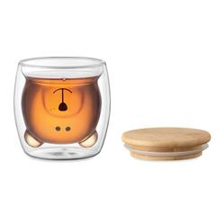 Vue Tasse en verre double paroi - Smile de couleur blanc| Krokrodeal