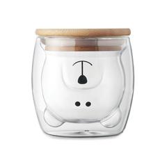 Vue Tasse en verre double paroi - Smile de couleur blanc| Krokrodeal