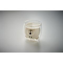 Vue Tasse en verre double paroi - Smile de couleur blanc| Krokrodeal