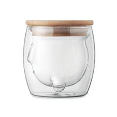 Vue Tasse en verre double paroi - Smile de couleur blanc| Krokrodeal