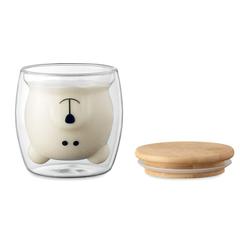 Vue Tasse en verre double paroi - Smile de couleur blanc| Krokrodeal