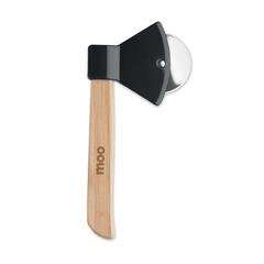 Vue Coupe-pizza manche en bambou - Zaza de couleur noir| Krokrodeal