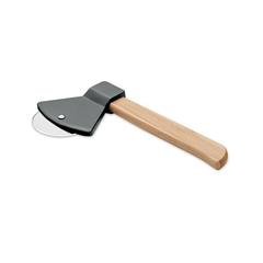 Vue Coupe-pizza manche en bambou - Zaza de couleur noir| Krokrodeal