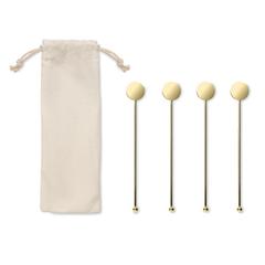 Vue Set de touilleurs en acier inox - Tamango de couleur jaune| Krokrodeal