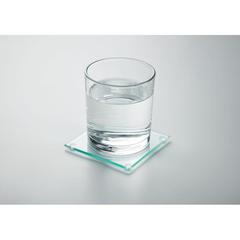 Vue 4 sous-verres en verre recyclé - Mosaic de couleur blanc| Krokrodeal