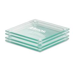 Vue 4 sous-verres en verre recyclé - Mosaic de couleur blanc| Krokrodeal