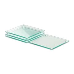 Vue 4 sous-verres en verre recyclé - Mosaic de couleur blanc| Krokrodeal