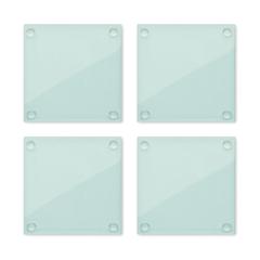 Vue 4 sous-verres en verre recyclé - Mosaic de couleur blanc| Krokrodeal
