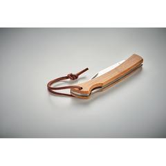 Vue Couteau pliable en bambou - Mansan de couleur marron| Krokrodeal