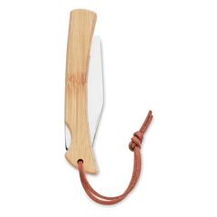 Vue Couteau pliable en bambou - Mansan de couleur marron| Krokrodeal