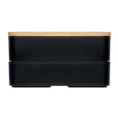 Vue Boîte à lunch en PP et bambou - Baaks de couleur noir| Krokrodeal