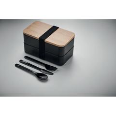 Vue Boîte à lunch en PP et bambou - Baaks de couleur noir| Krokrodeal