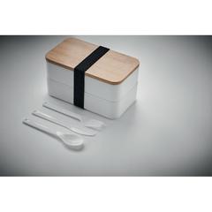Vue Boîte à lunch en PP et bambou - Baaks de couleur blanc| Krokrodeal