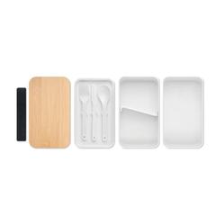 Vue Boîte à lunch en PP et bambou - Baaks de couleur blanc| Krokrodeal