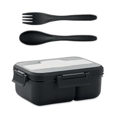 Vue Lunch box et couverts en PP - Makan de couleur noir| Krokrodeal