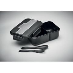 Vue Lunch box et couverts en PP - Makan de couleur noir| Krokrodeal