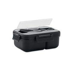 Vue Lunch box et couverts en PP - Makan de couleur noir| Krokrodeal
