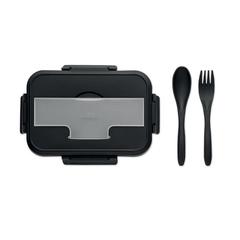 Vue Lunch box et couverts en PP - Makan de couleur noir| Krokrodeal