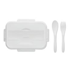 Vue Lunch box et couverts en PP - Makan de couleur blanc| Krokrodeal